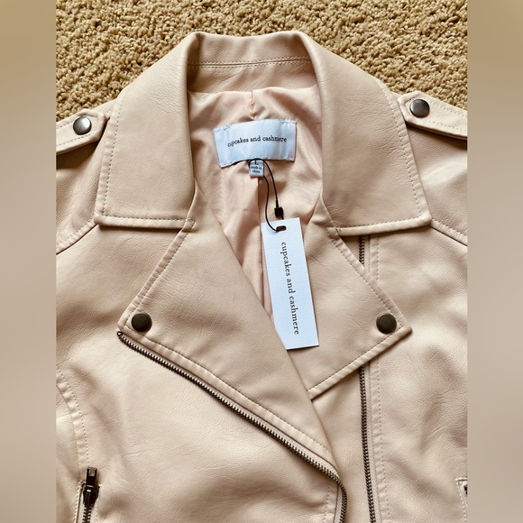 NWT Cupcakes and Cashmere Blush Pink Vegan Leather Moto Jacket - Picture 6 of 10